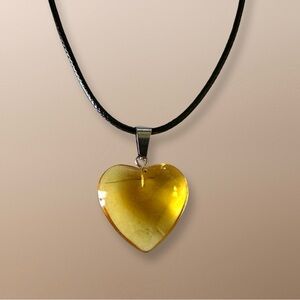 ⭐️ 5 for $25 Heart Shaped Crystal Glass Pendant Necklace on a Black Cord